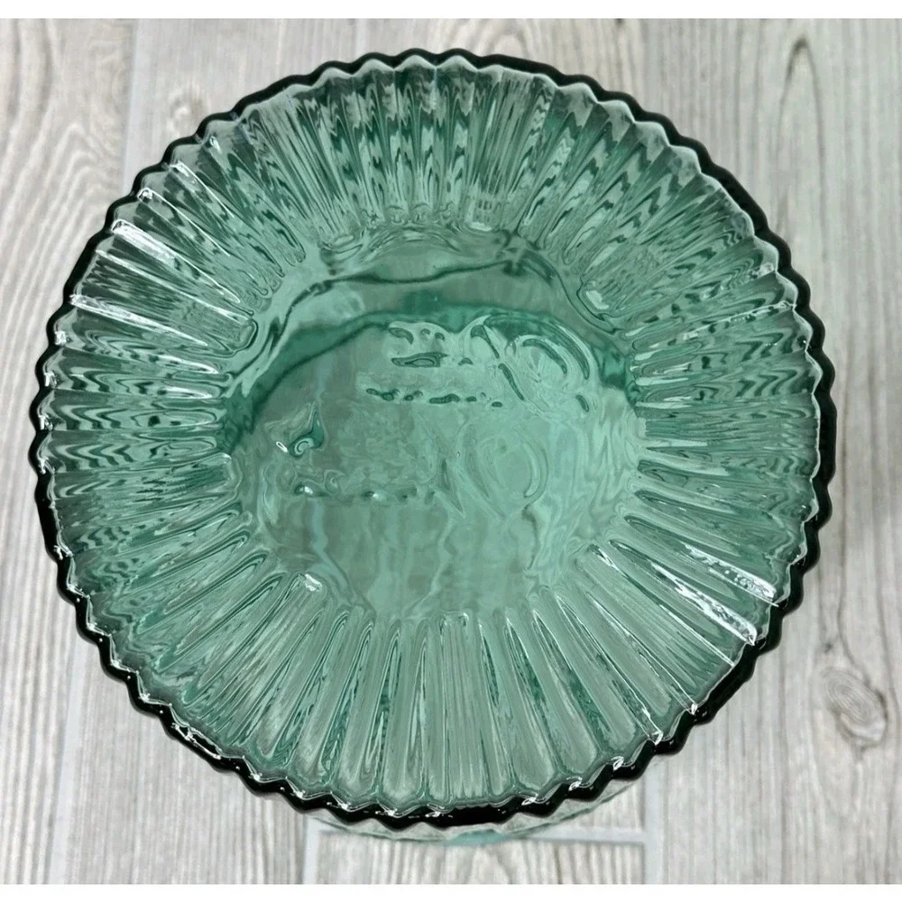 The Pioneer Woman Adeline Turquoise Pressed Glass Lidded Cookie Jar Embossed